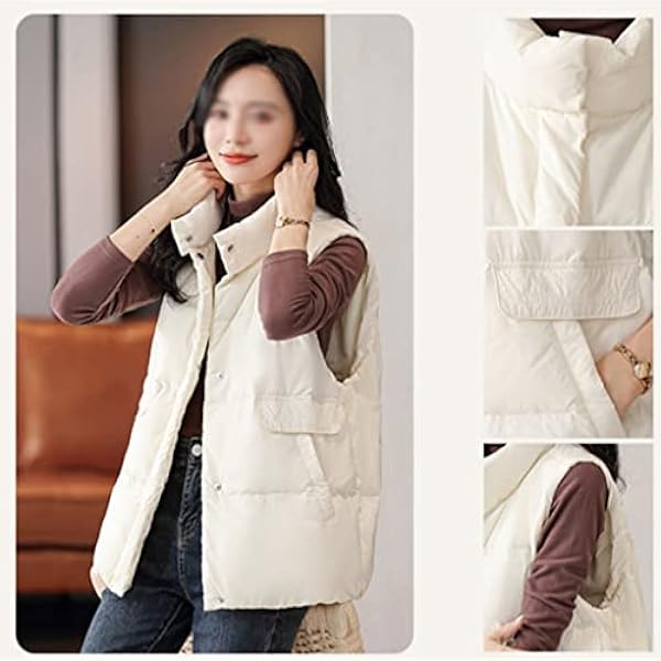 N/A Höst och vinter stå krage dunväst kvinnliga korta avsnitt av fashionabla dun Casual lös jacka (Color : Rosso, Size : Medium)